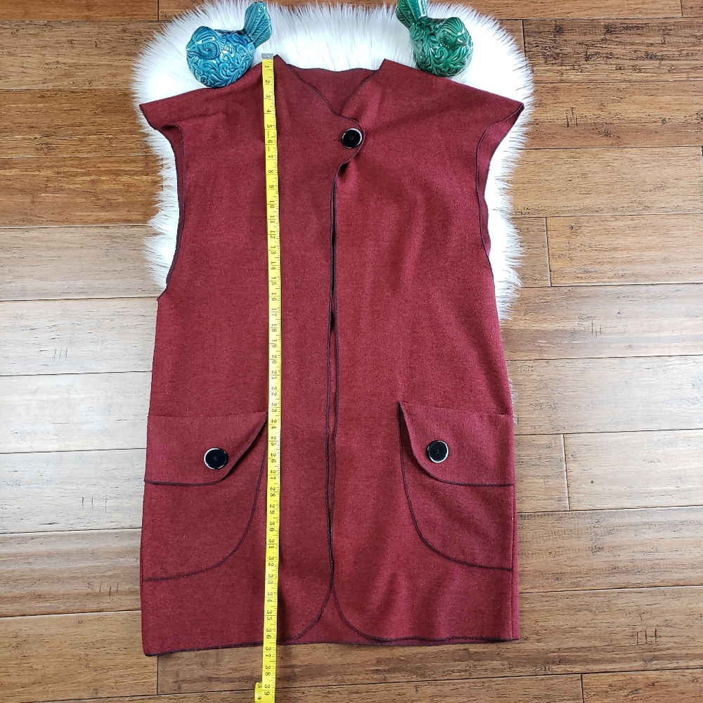 VINTAGE Lagenlook Wool sleeveless cardigan Large - Picture 8 of 10
